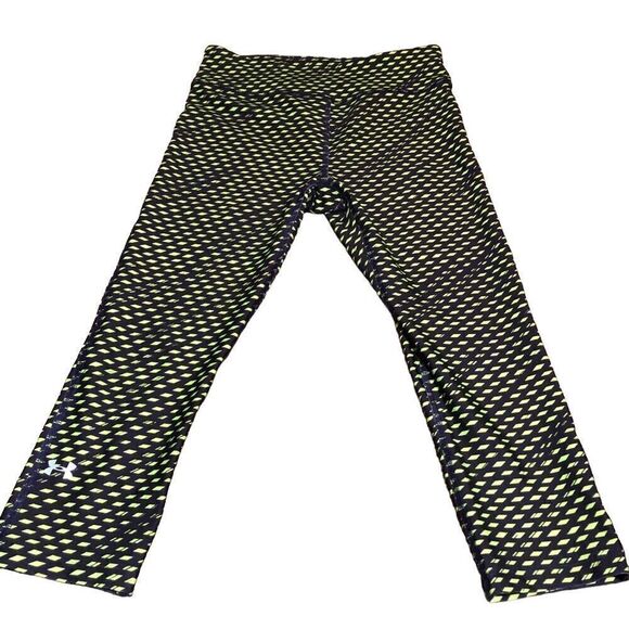 Under Armour Womens Capris S Heat Gear Compression Purple Green Geometric Print - Picture 1 of 4